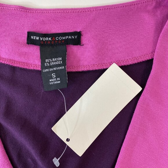 New York & Company Womens Purple Pink Long Sleeve Tunic Stretch Dress Size Small - Picture 3 of 4